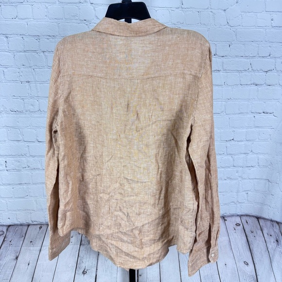 Lilly Pulitzer Tan Sea View Linen Button Down Top Size Large - Picture 4 of 5